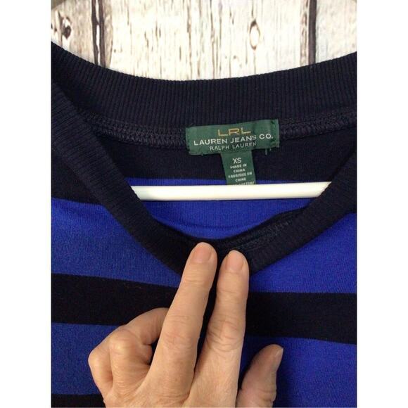 LRL Lauren Jeans Co. Royal Blue & Black Knit top Button Accents Size XS 🌺🌸 - Picture 3 of 9